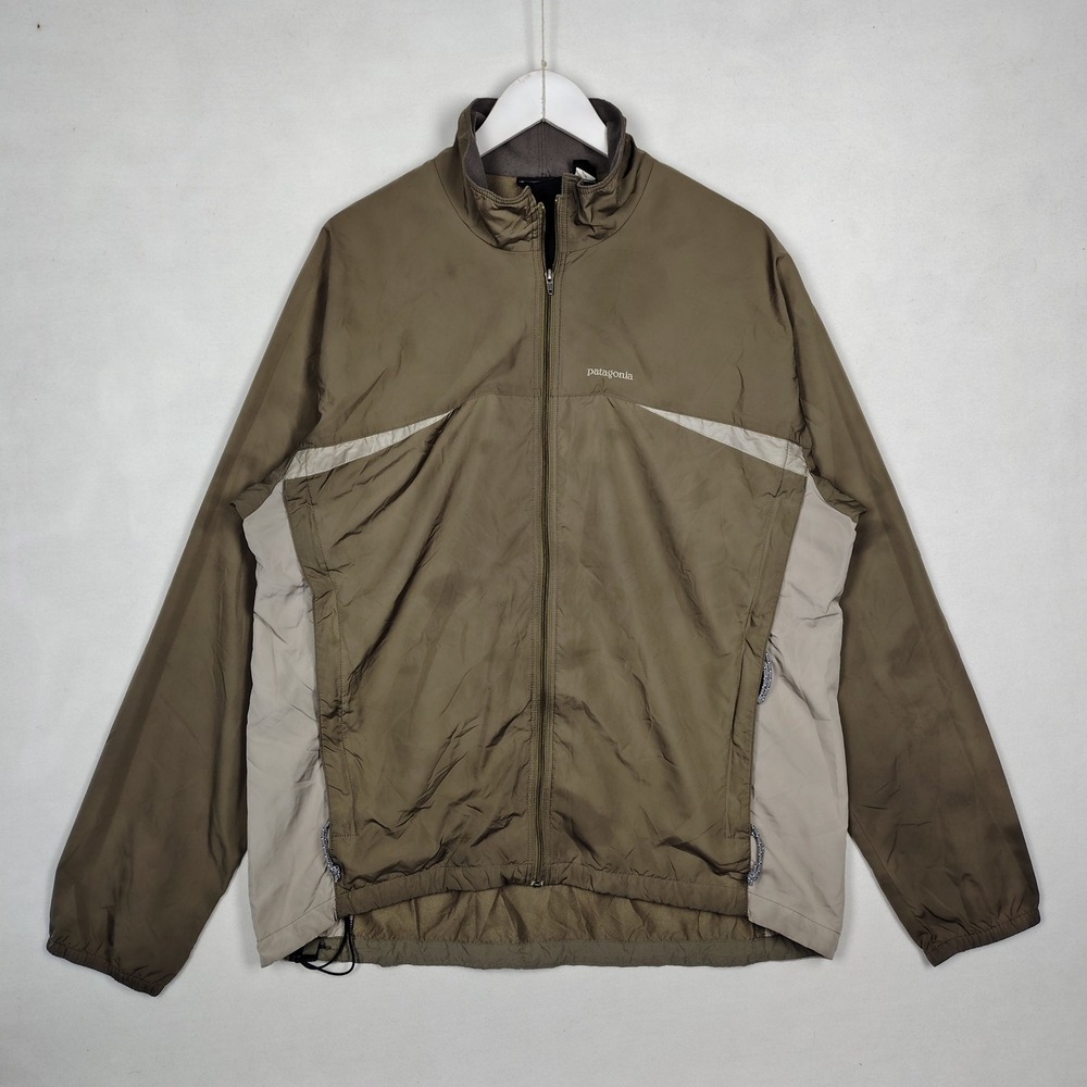 Patagonia Mens XL Full Zip Windbreaker Jacket Olive Green Tan RN 51884